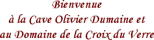 Bienvenue � la Cave Olivier Dumaine et au Domaine de la Croix du Verre